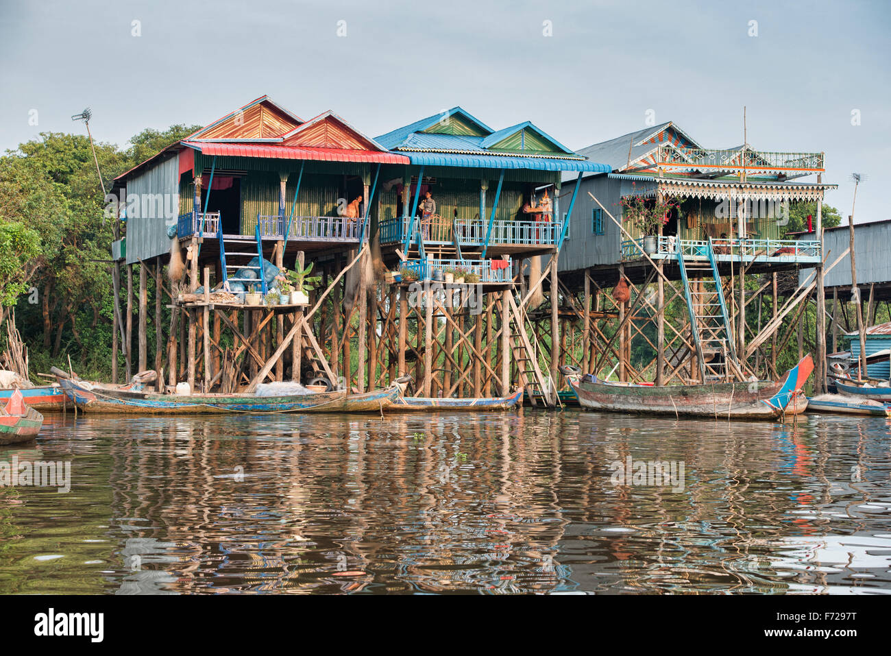 Das schwimmende Dorf Kampong Phluk in der Nähe von Siem Reap, Kambodscha Stockfoto
