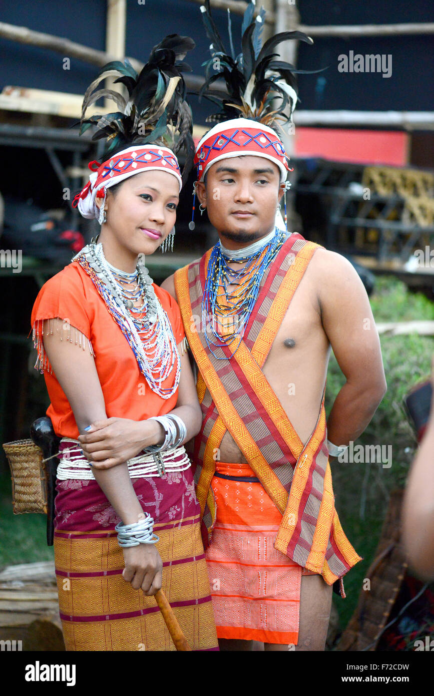 Ehepaar in traditioneller Kleidung, Meghalaya, Indien, Asien, HERR#786 Stockfoto