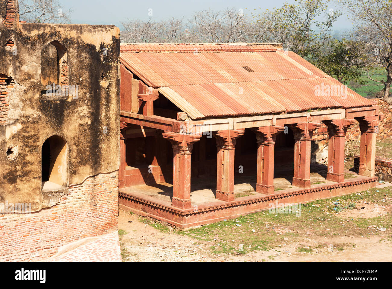 Ruine Stein und Ziegel Strukturen Fatehpur Sikri, Uttar Pradesh, Indien, Asien Stockfoto