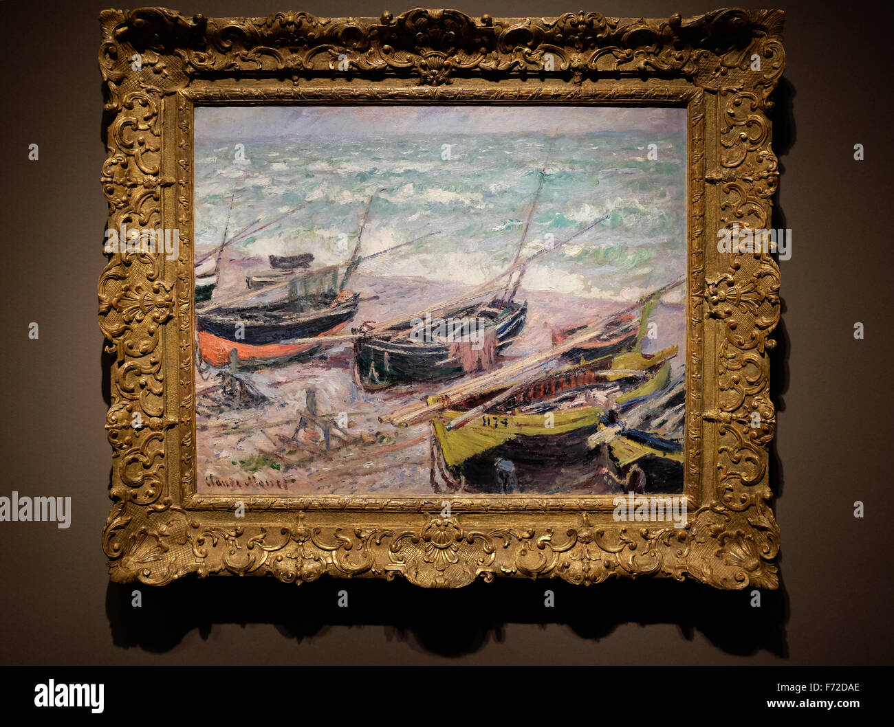 Angelboote/Fischerboote von Etretat von Claude Monet, das Seattle Art Museum, Seattle, Washington, USA Stockfoto
