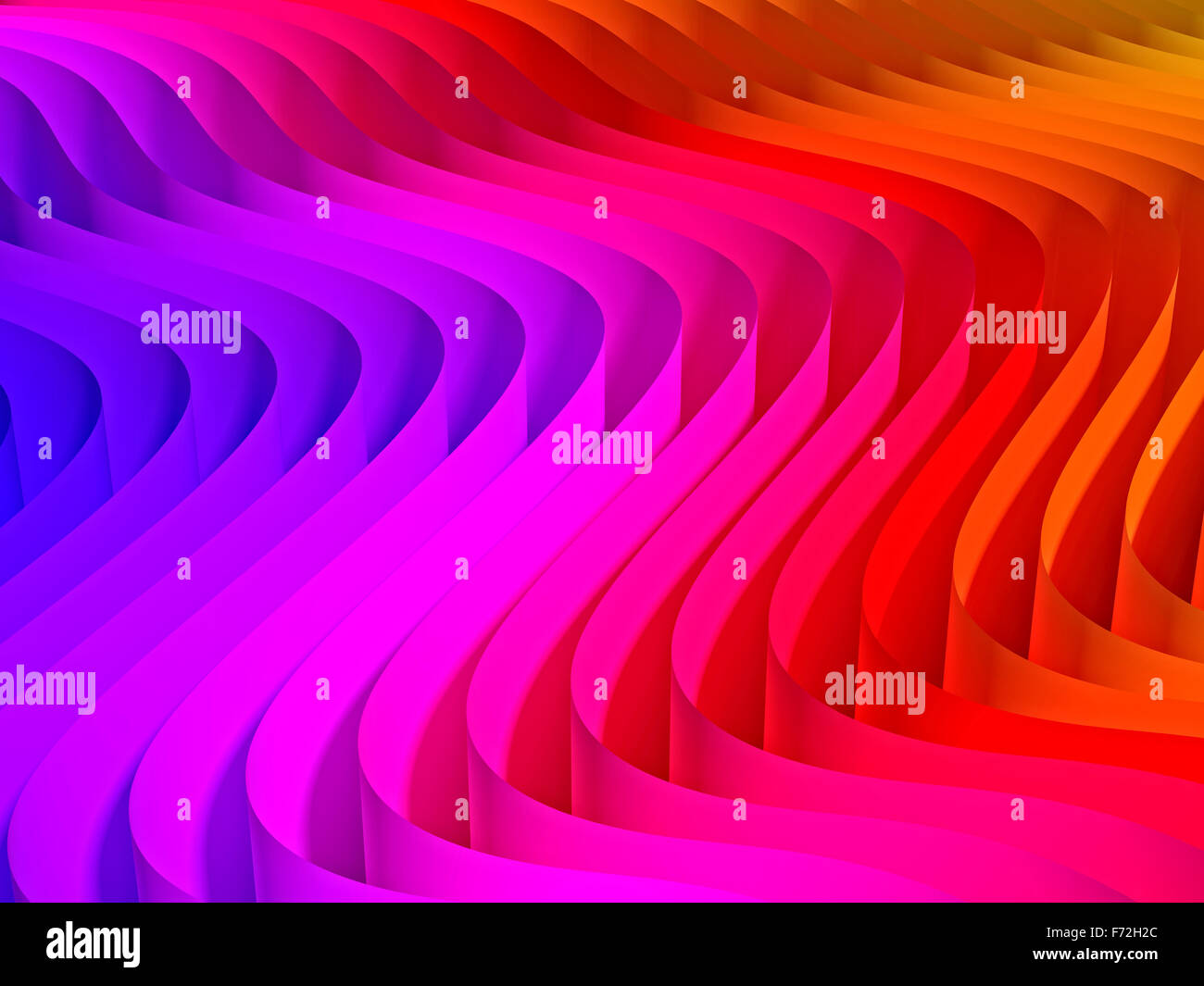 gewellte Farben Farbe 3d Abbildung Render abstraktes Konzept Welle Regenbogen Farbverlauf Form geometrischer Desktop-Hintergrundbild Stockfoto