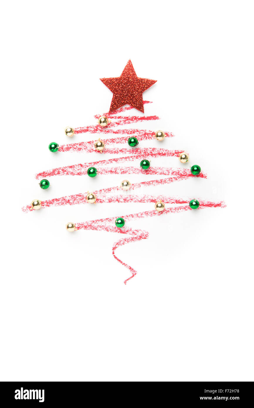 Ein Weihnachtsbaum gezeichnet mit Anis Stern isoliert auf weißem Hintergrund Stockfoto