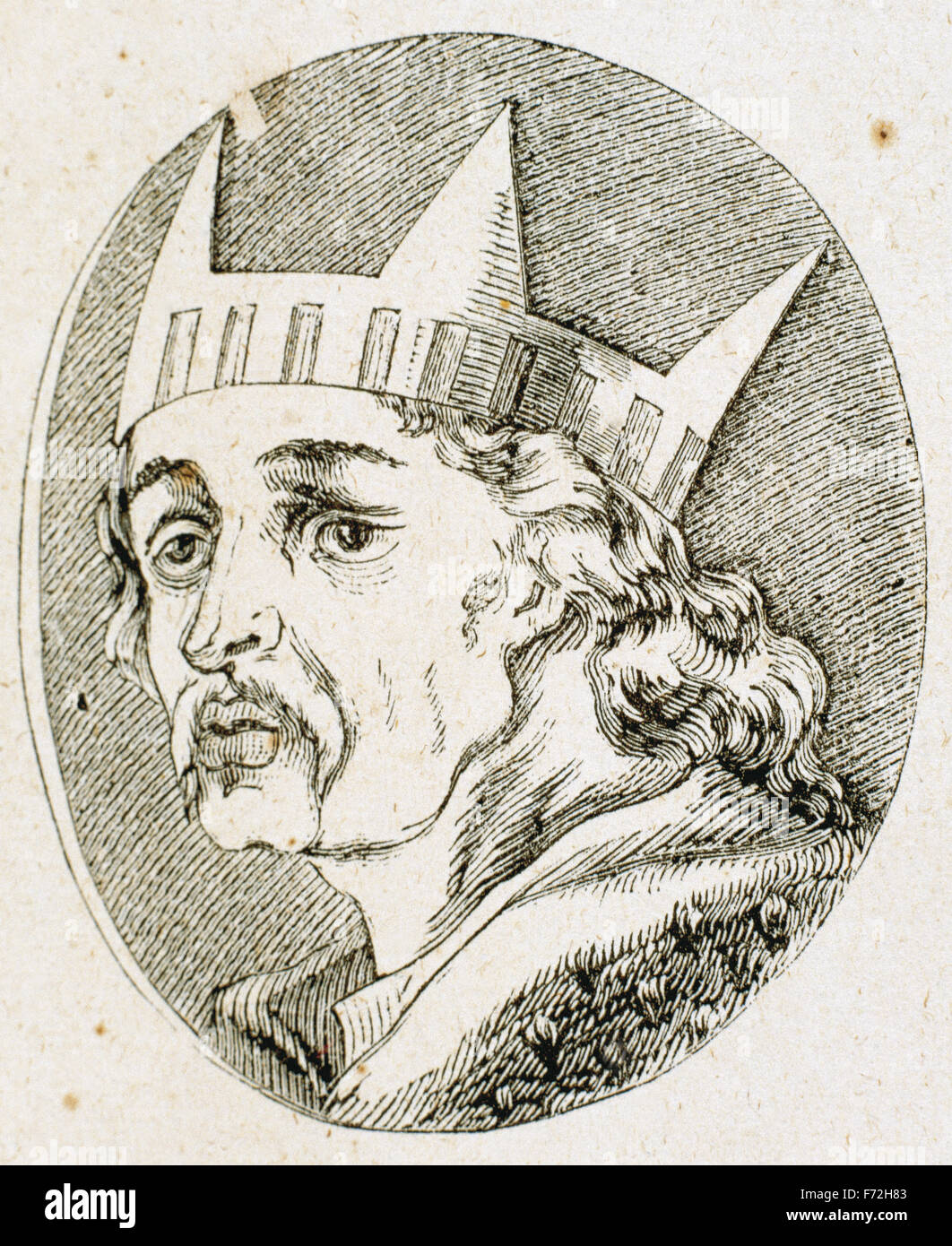 Alfons VI. von León und Kastilien (1040-1109). Der tapfere oder der Valiant genannt. Porträt. Gravur. Stockfoto