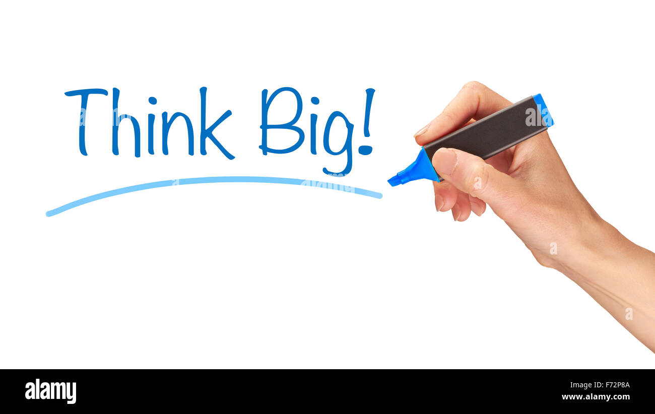 Think Big, Marker auf einen klaren Bildschirm geschrieben. Stockfoto