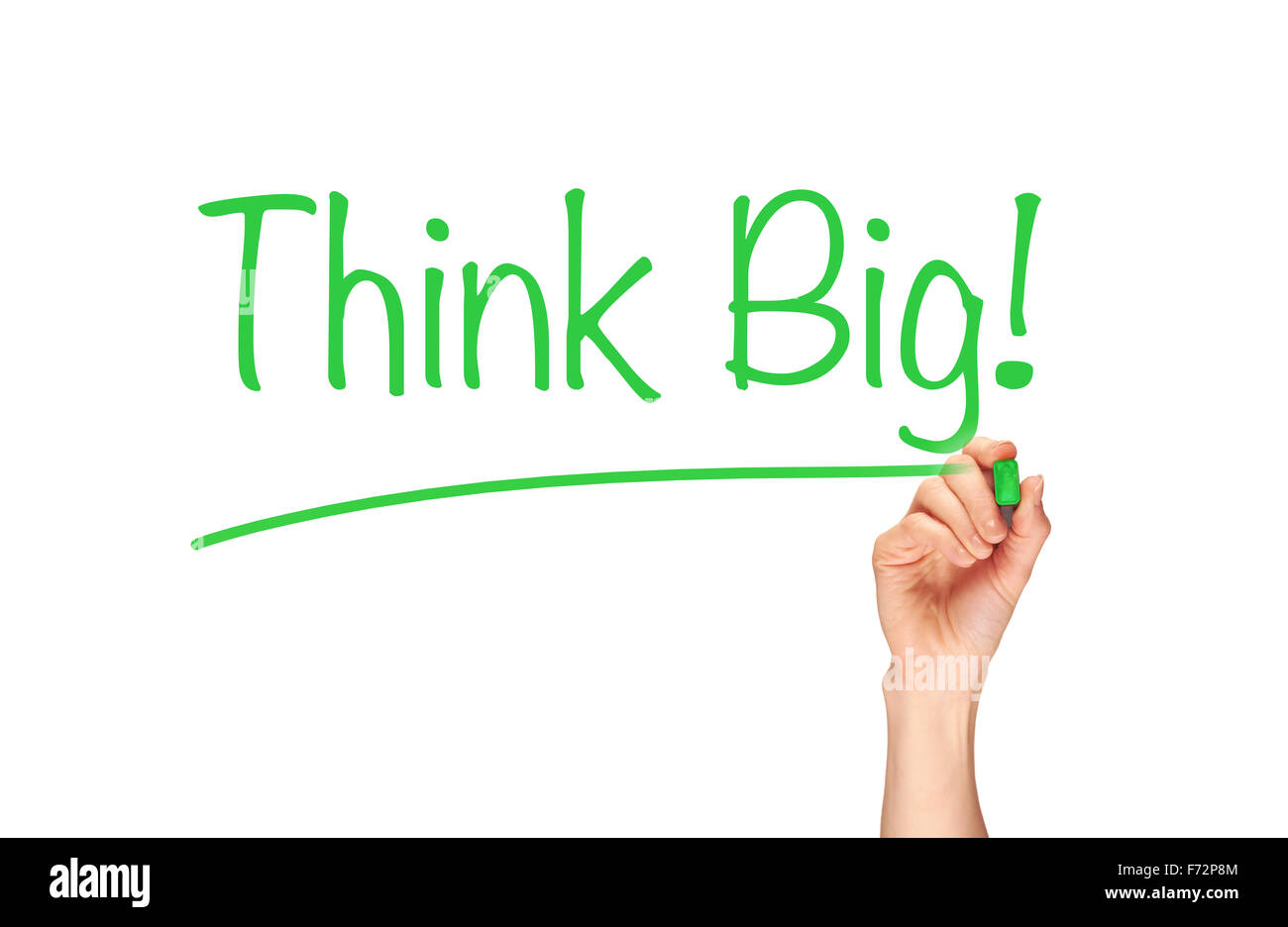 Think Big, Marker auf einen klaren Bildschirm geschrieben. Stockfoto