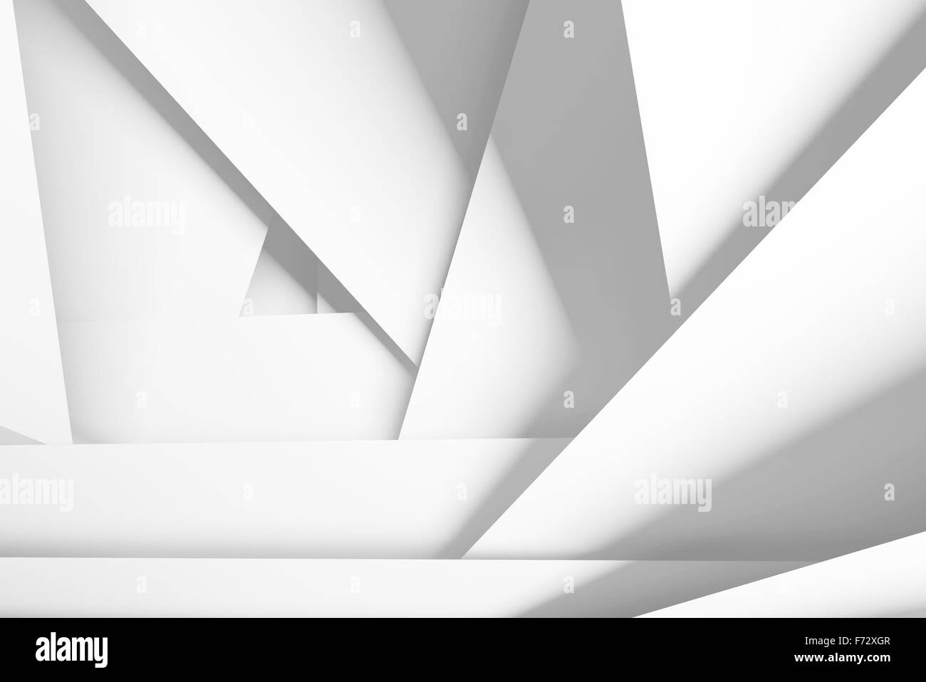 Abstrakte digitale Hintergrund mit weißen chaotischen Multi geschichteten Flugzeuge, 3d illustration Stockfoto