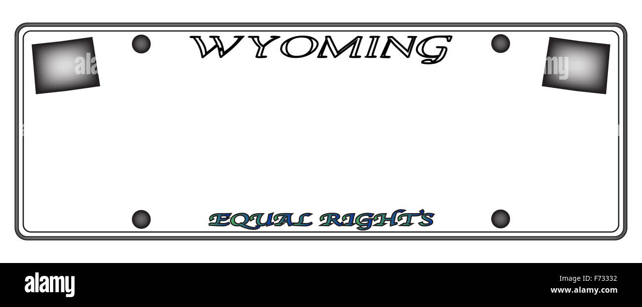 Ein Wyoming State Nummernschild Design isoliert auf weißem Hintergrund Stockfoto