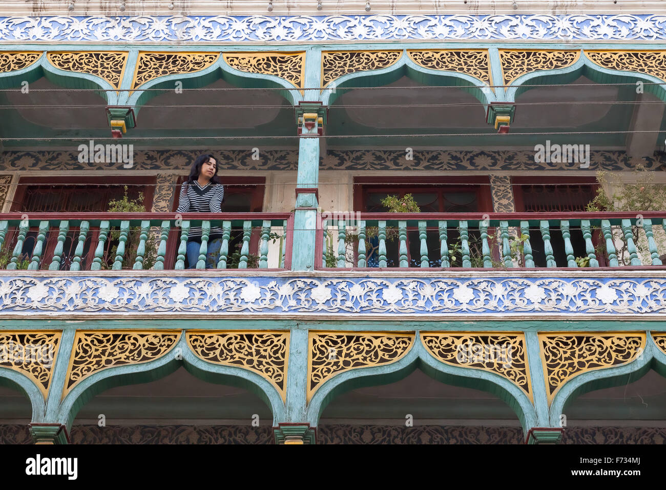 Traditionelle Gebäude, Altstadt von Kashgar, Autonome Region Xinjiang, China. Stockfoto