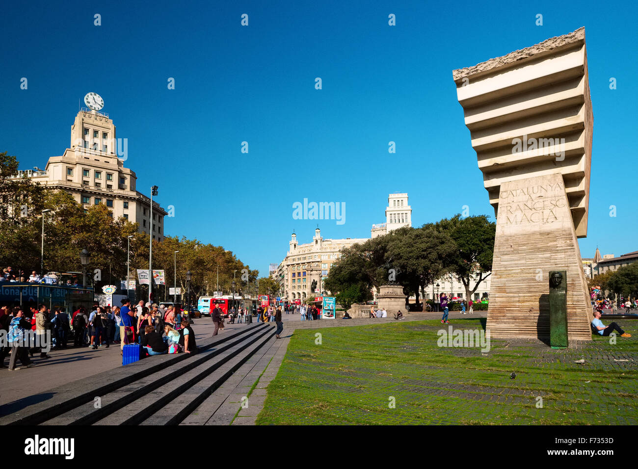 Plaza Catalunya Barcelona Stockfoto