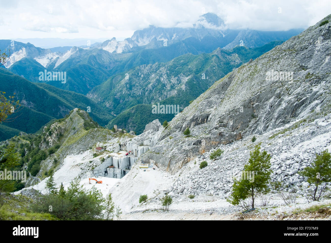 Marmor-Steinbruch in der Nähe von Massa Carrara, Italien Stockfoto