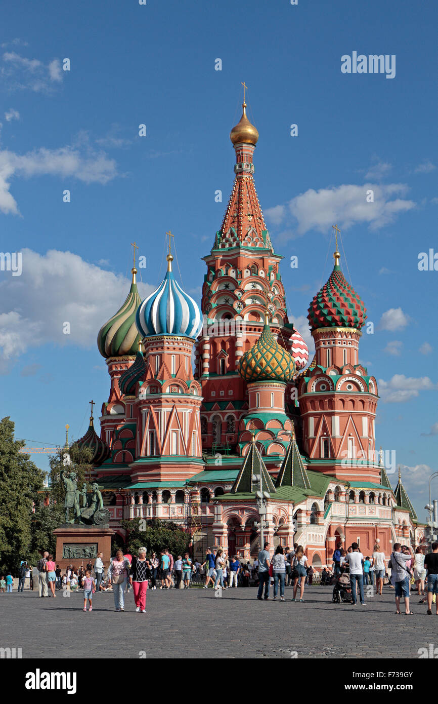 Basilius der Kathedrale (oder die Kathedrale von Wassili der seligen), Roter Platz, Moskau, Russland. Stockfoto