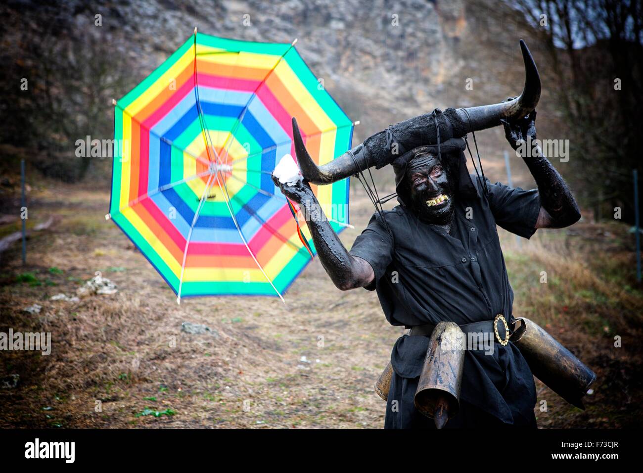 Die Devils-Festival in Luzon Karneval gefeiert und gilt als eines der schönsten historischen Kulturerbe der Provinz Guadalajara. Spanien Stockfoto