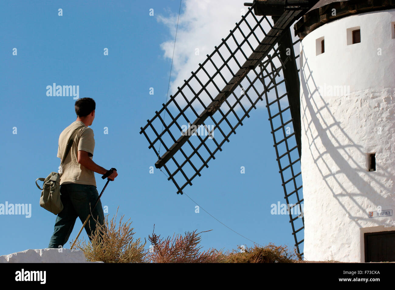 Windmühlen. Campo de Criptana. Provinz Ciudad Real, Ruta de Don Quijote. Kastilien-La Mancha, Spanien Stockfoto