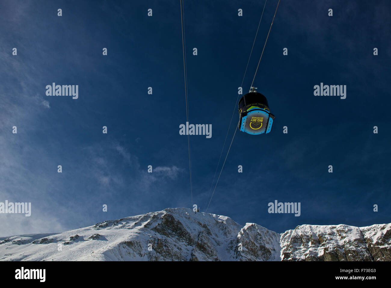 Die Lone Peak Tram im Skigebiet Big Sky Resort Stockfoto