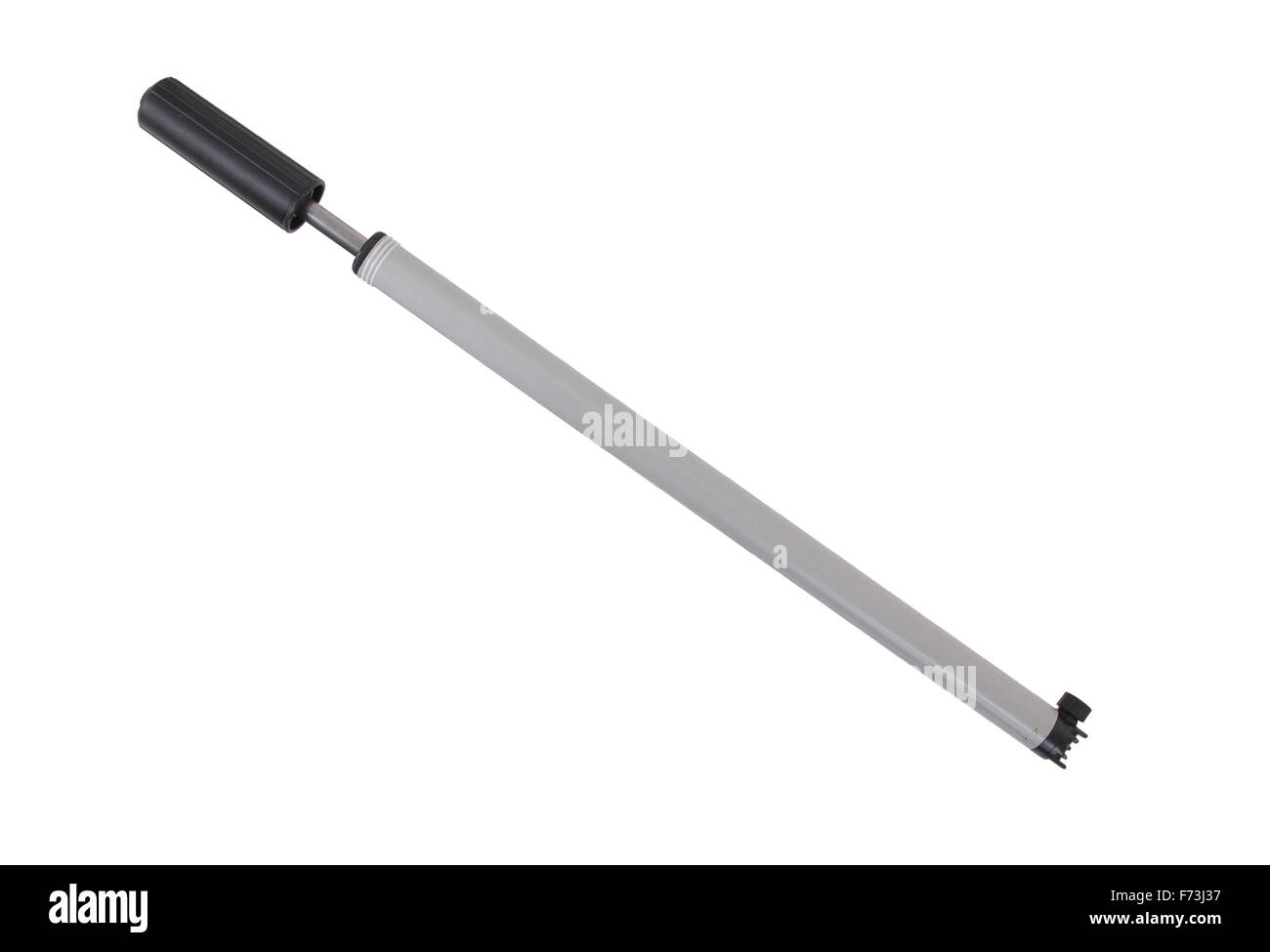 Nahaufnahme von einer Hand Luftpumpe auf weißem Hintergrund Stockfoto