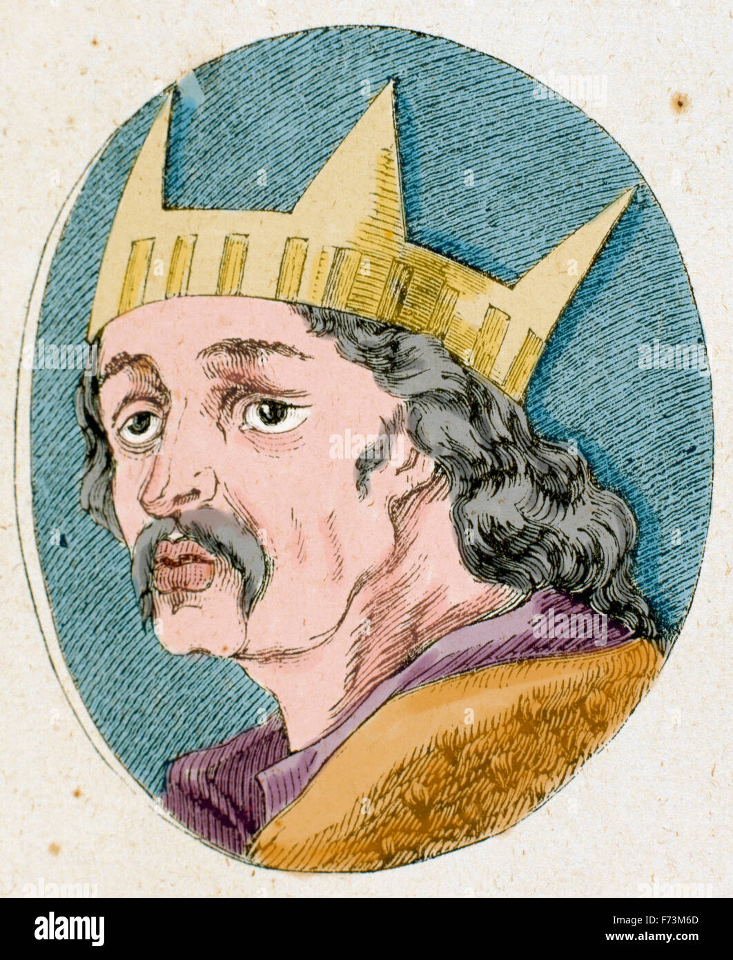 Alfons VI. von León und Kastilien (1040-1109). Der tapfere oder der Valiant genannt. Porträt. Gravur. Farbige. Stockfoto