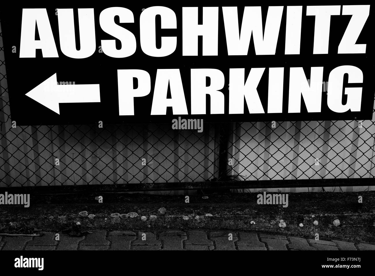 Polen, Auschwitz. Parkplatz Schild Stockfoto