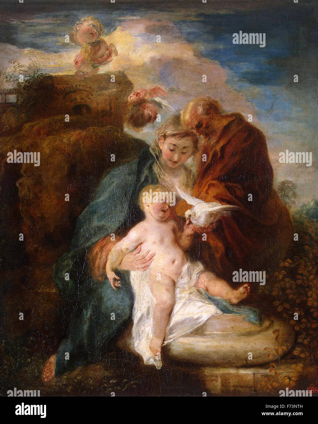 Jean-Antoine Watteau - Heilige Familie (Ruhe auf der Flucht nach Ägypten) Stockfoto
