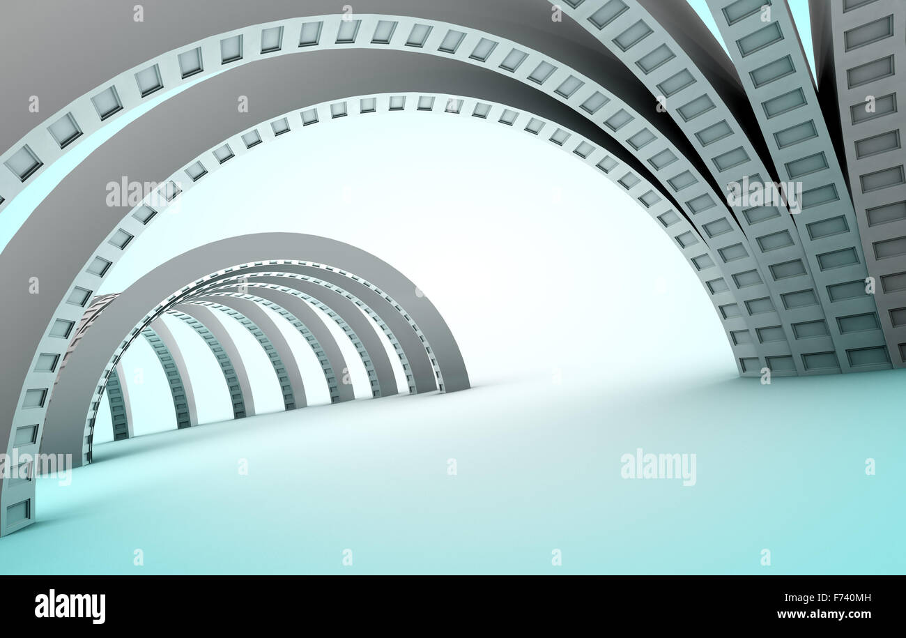 Abstrakte 3D-Architektur blau getönten Hintergrund Stockfoto