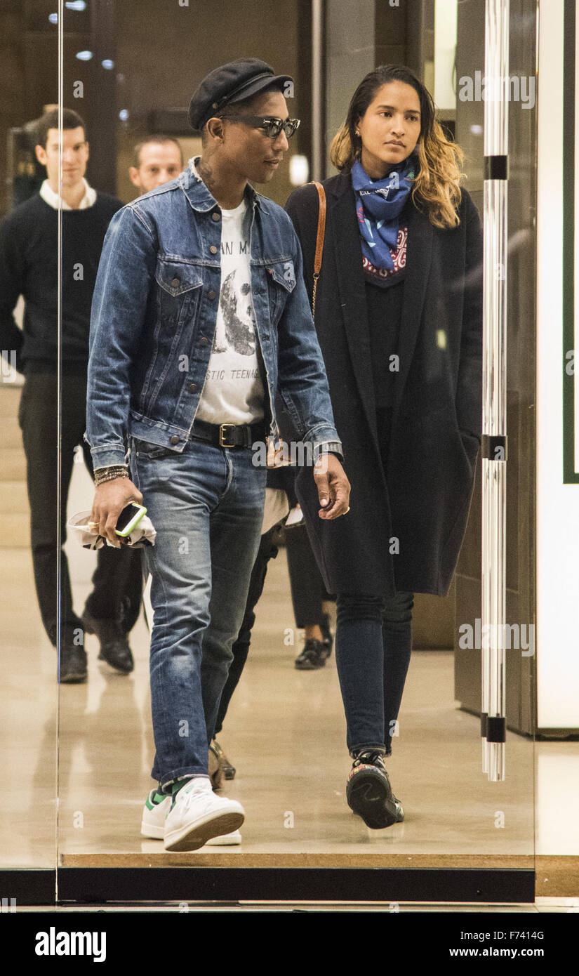 Pharrell Williams und seine Frau Helen Lasichanh Einkaufen in Via Monte