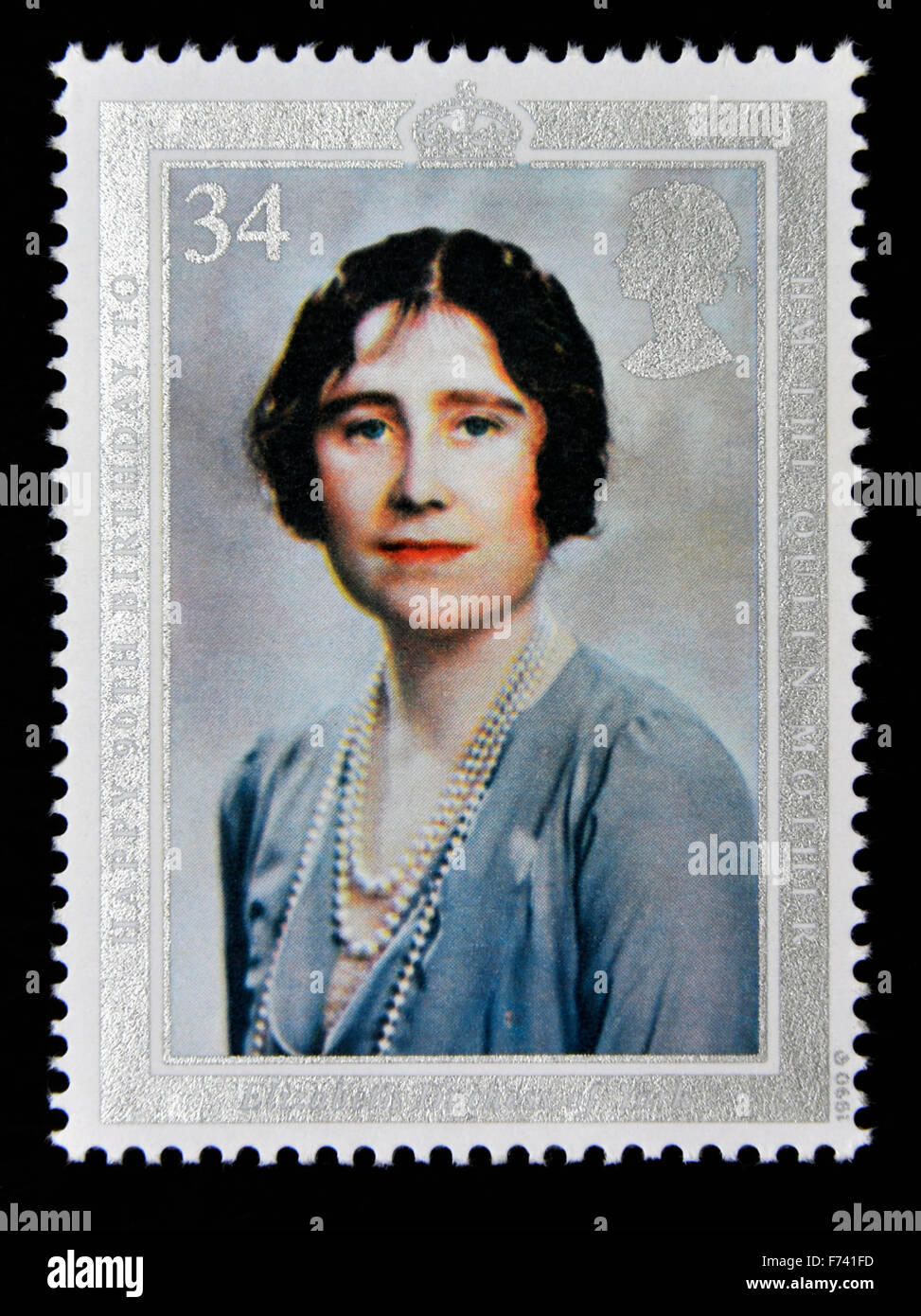 Briefmarke. Great Britain. Königin Elizabeth II. 1990. 90.. Geburtstag von Königin Elizabeth, die Königinmutter. 34p. Stockfoto