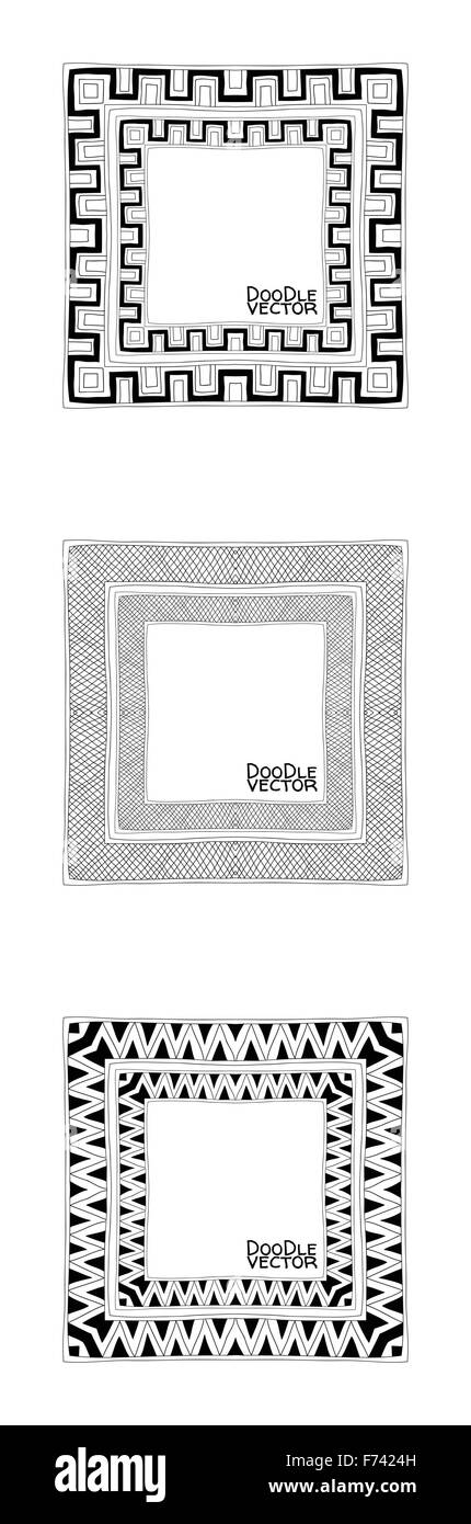 Hand gezeichnet Doodle Grenze Frames Stock Vektor