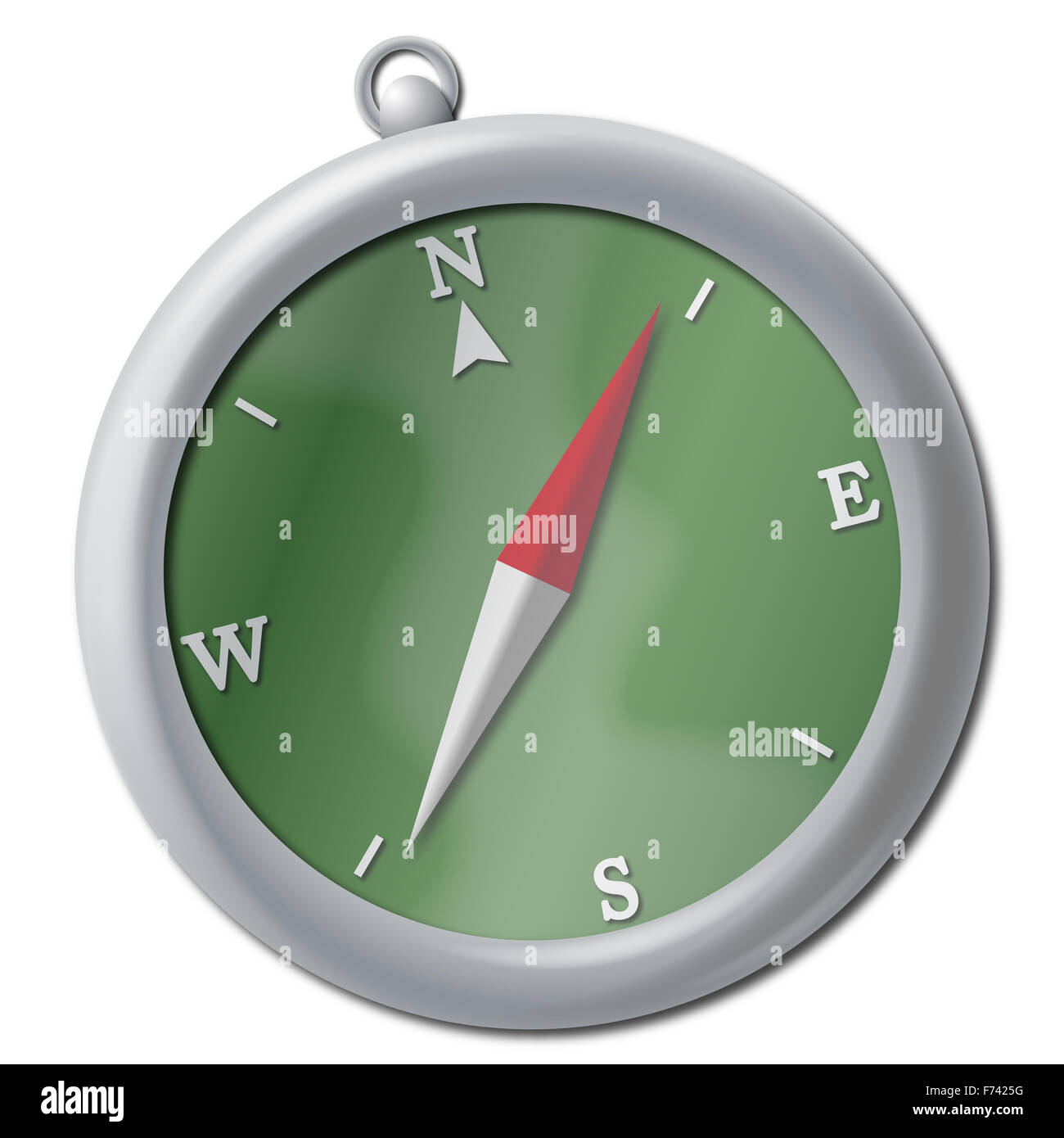 Ein Kompass Design in grün isoliert auf weißem Hintergrund Stockfoto