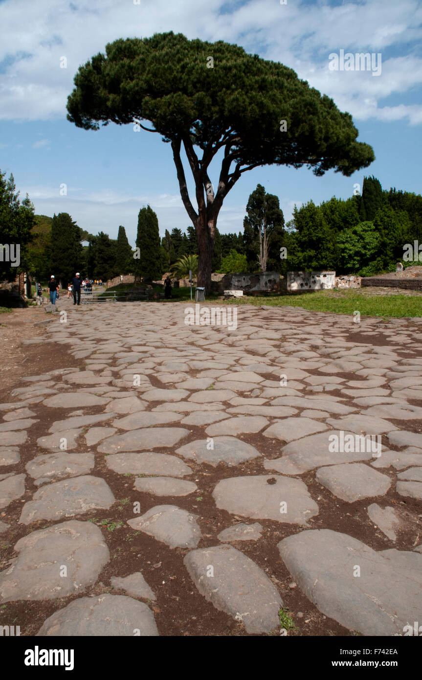 Ostia Antica war die Hafenstadt des antiken Roms und rund 30 Kilometer von der Hauptstadt. Stockfoto