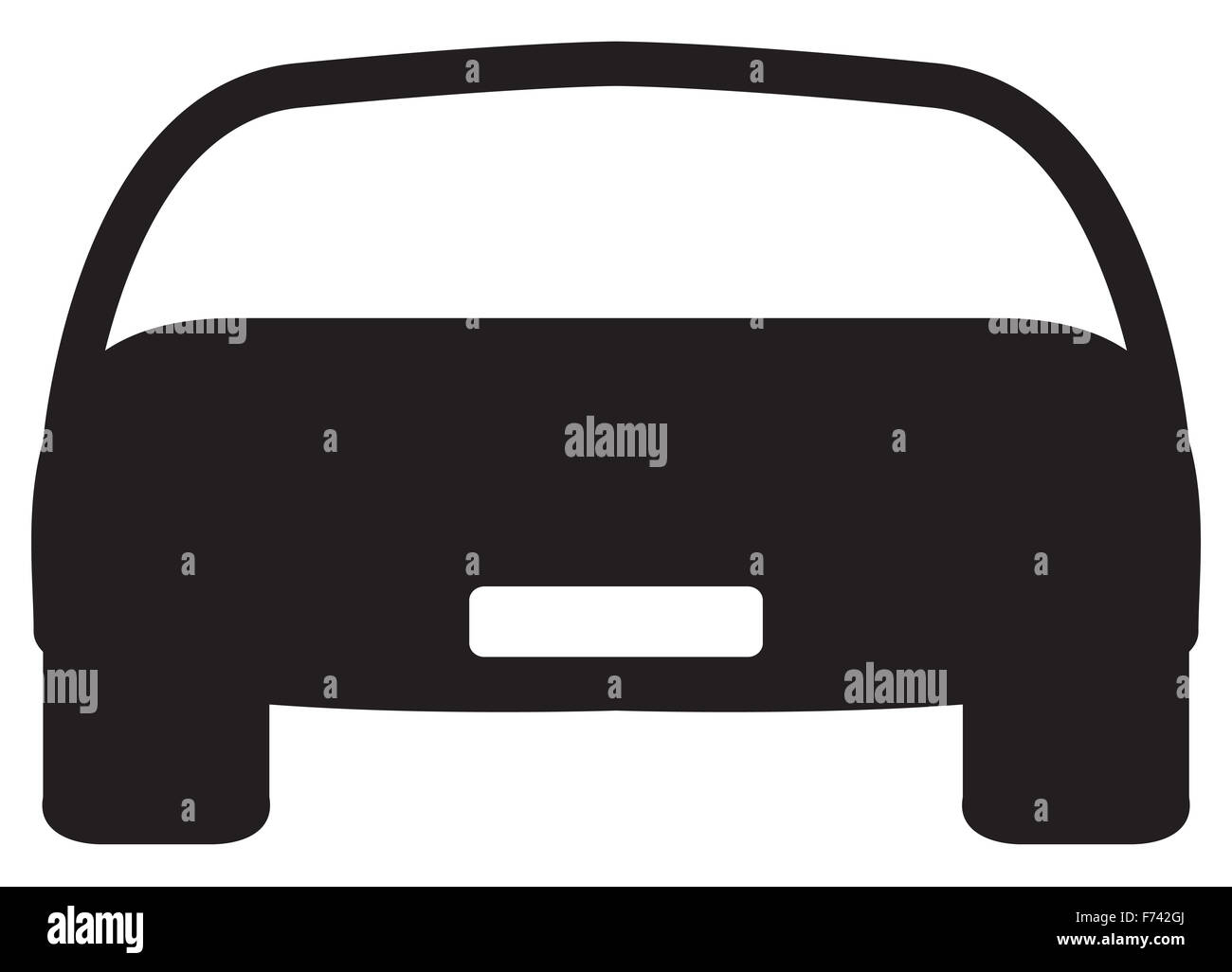 Eine Front von Autodesign Silhouette isoliert auf weißem Hintergrund Stockfoto