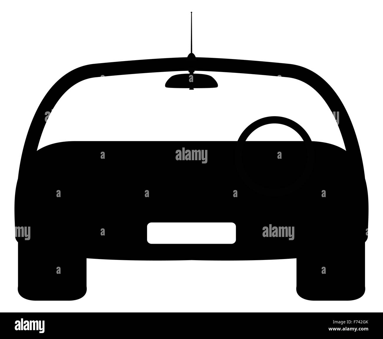 Eine Front von Autodesign Silhouette isoliert auf weißem Hintergrund Stockfoto