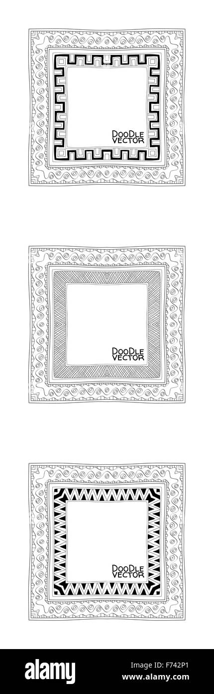 Hand gezeichnet Doodle Grenze Frames Stock Vektor