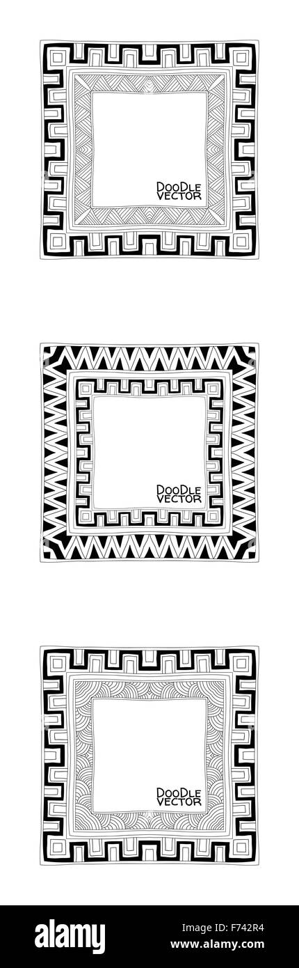 Hand gezeichnet Doodle Grenze Frames Stock Vektor