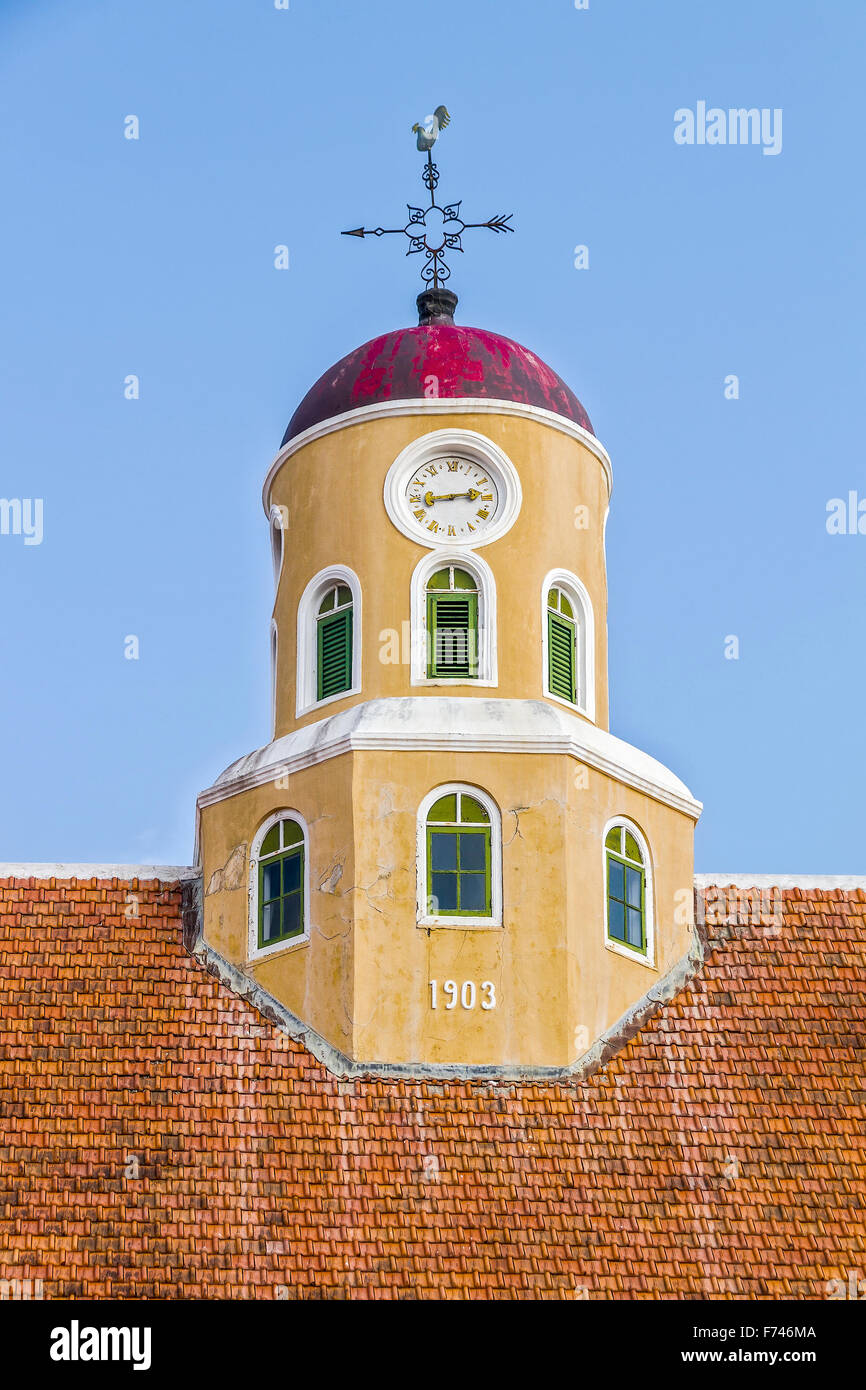 Turm der Vereinigte protestantische Kirche Willemstad Curacao Stockfoto