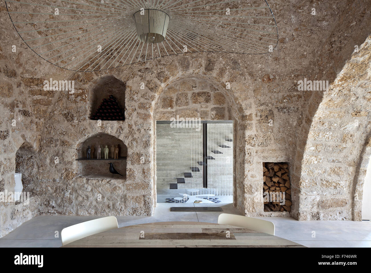 Ausgesetzt Stein Interieur des Hauses, Jaffa, Tel Aviv, Israel Stockfoto