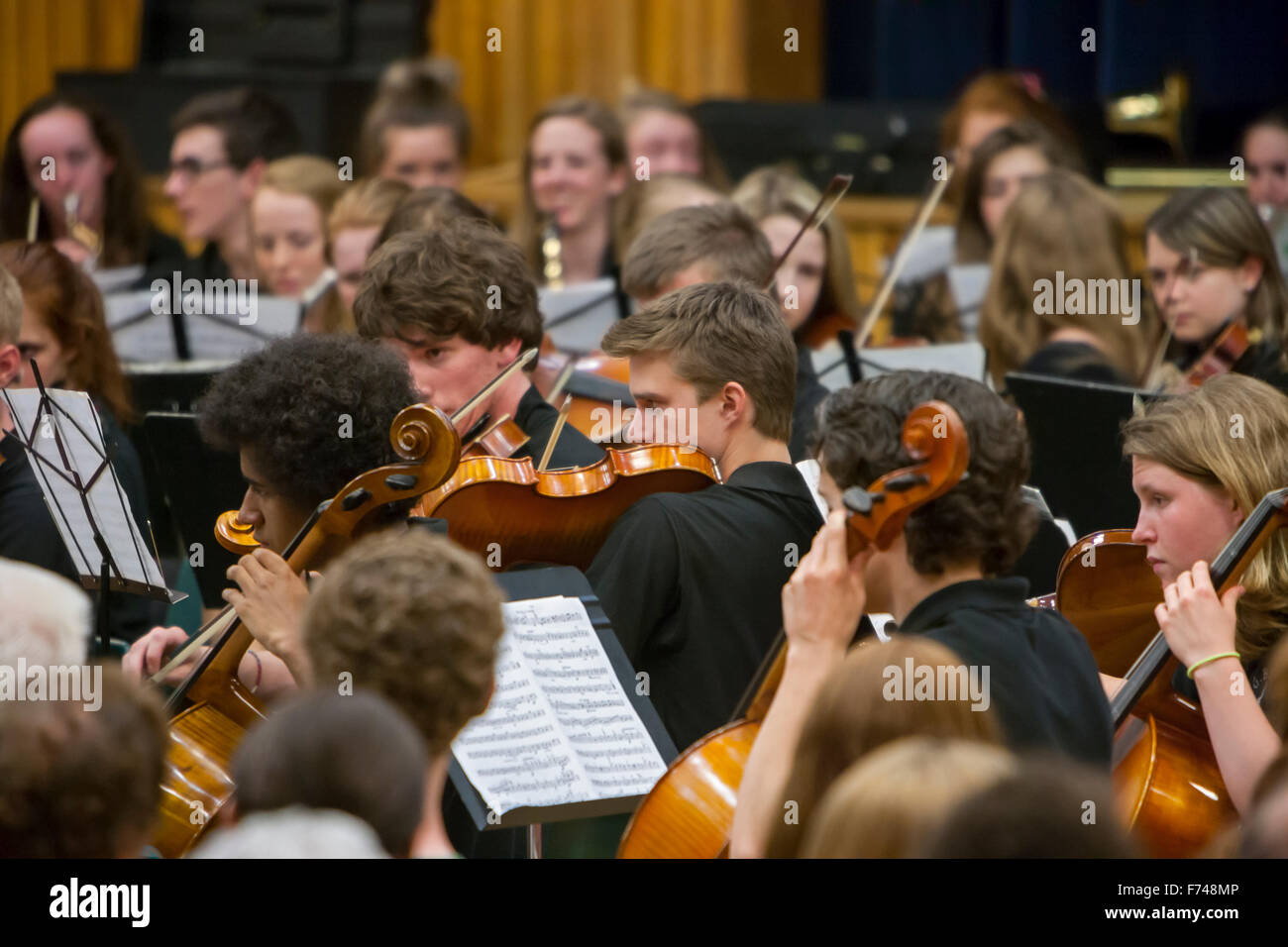 Nordamerika, Kanada, Ontario, Schüler im Orchester Stockfoto