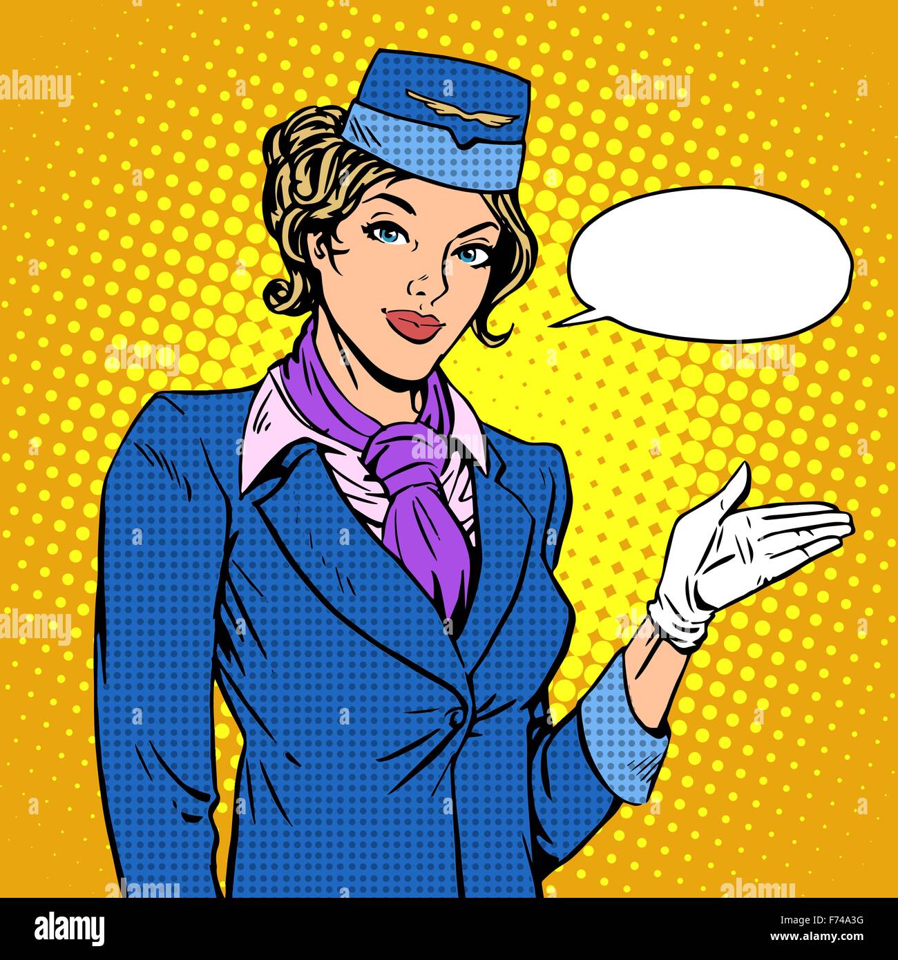 Airline Stewardess lädt zum Board Stock Vektor