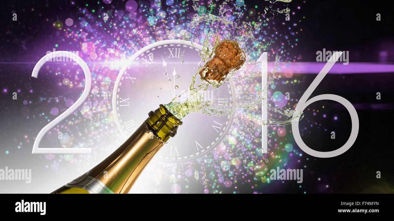 Zusammengesetztes Bild Champagner knallen Stockfoto