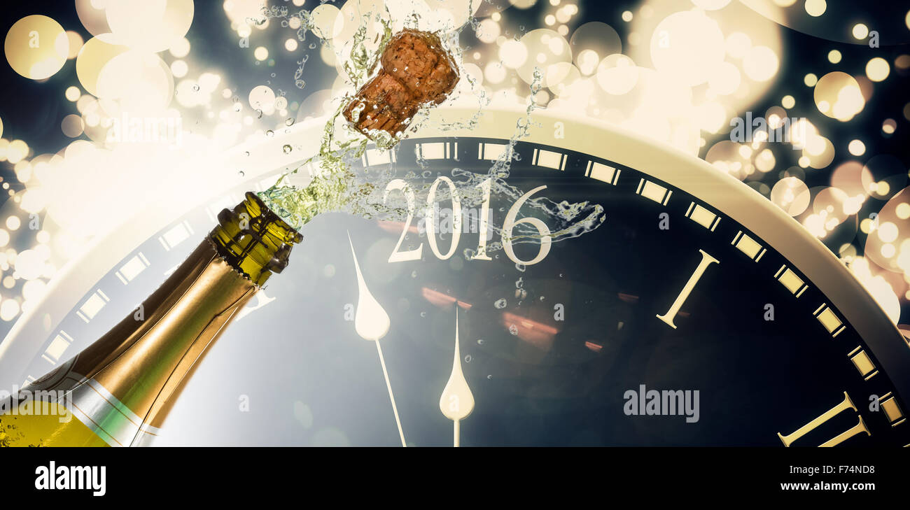 Zusammengesetztes Bild Champagner knallen Stockfoto