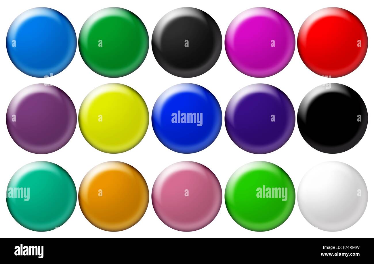 Set Runde Glas-Knöpfe Stockfoto