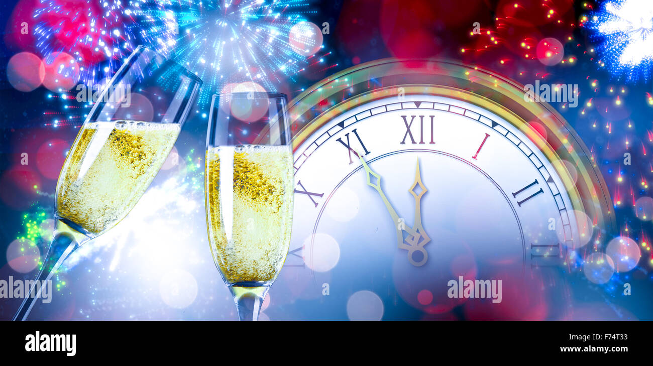 Zusammengesetztes Bild der Sektgläser Klirren Stockfoto