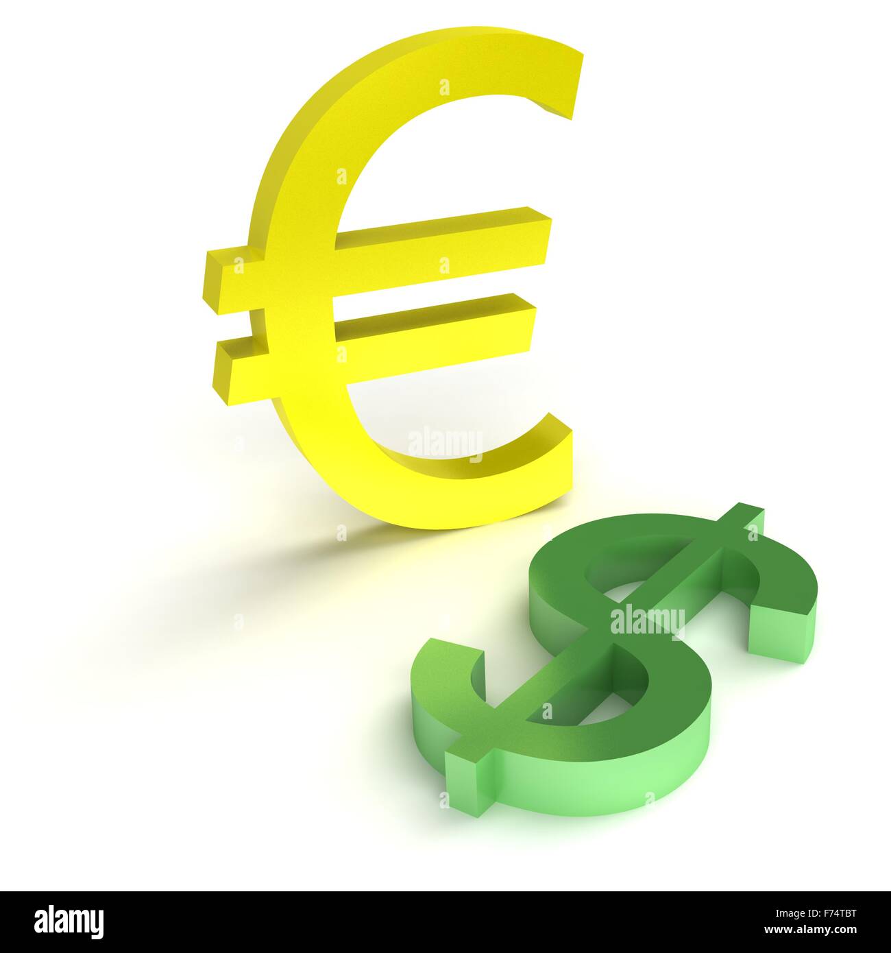 Grün-Dollar und gelb euro Stockfoto