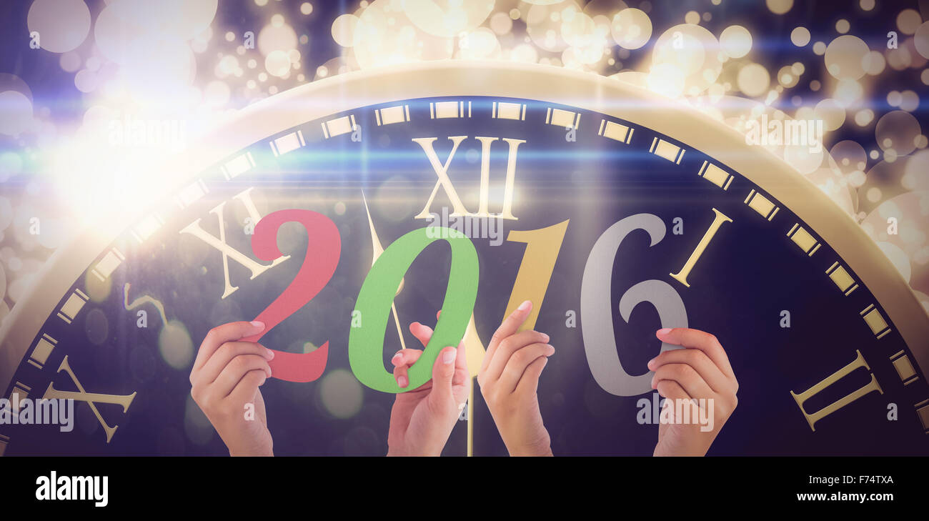 Zusammengesetztes Bild Hände zeigen 2016 Stockfoto