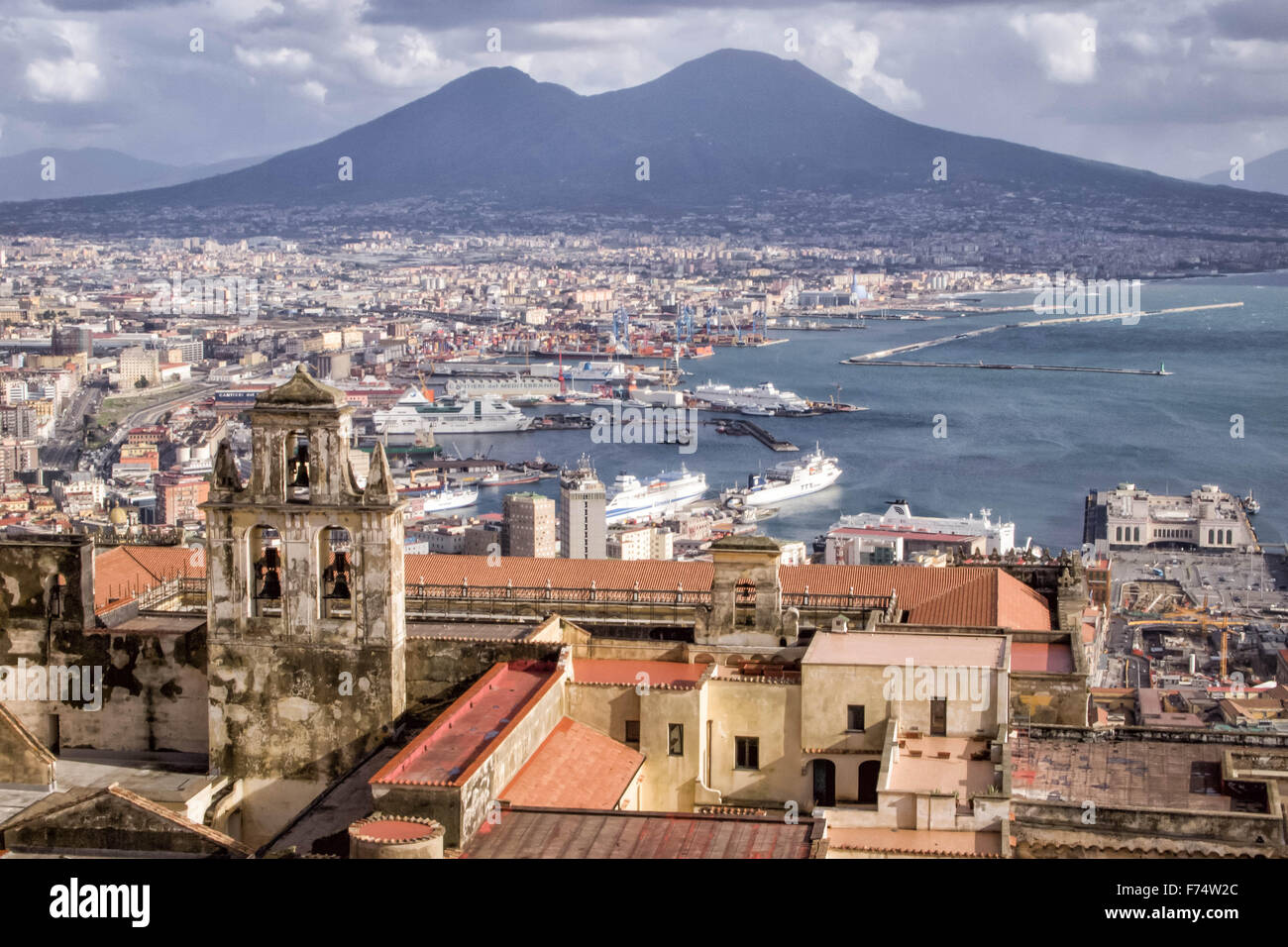 Ansicht von Neapel mit Vesuv Stockfoto