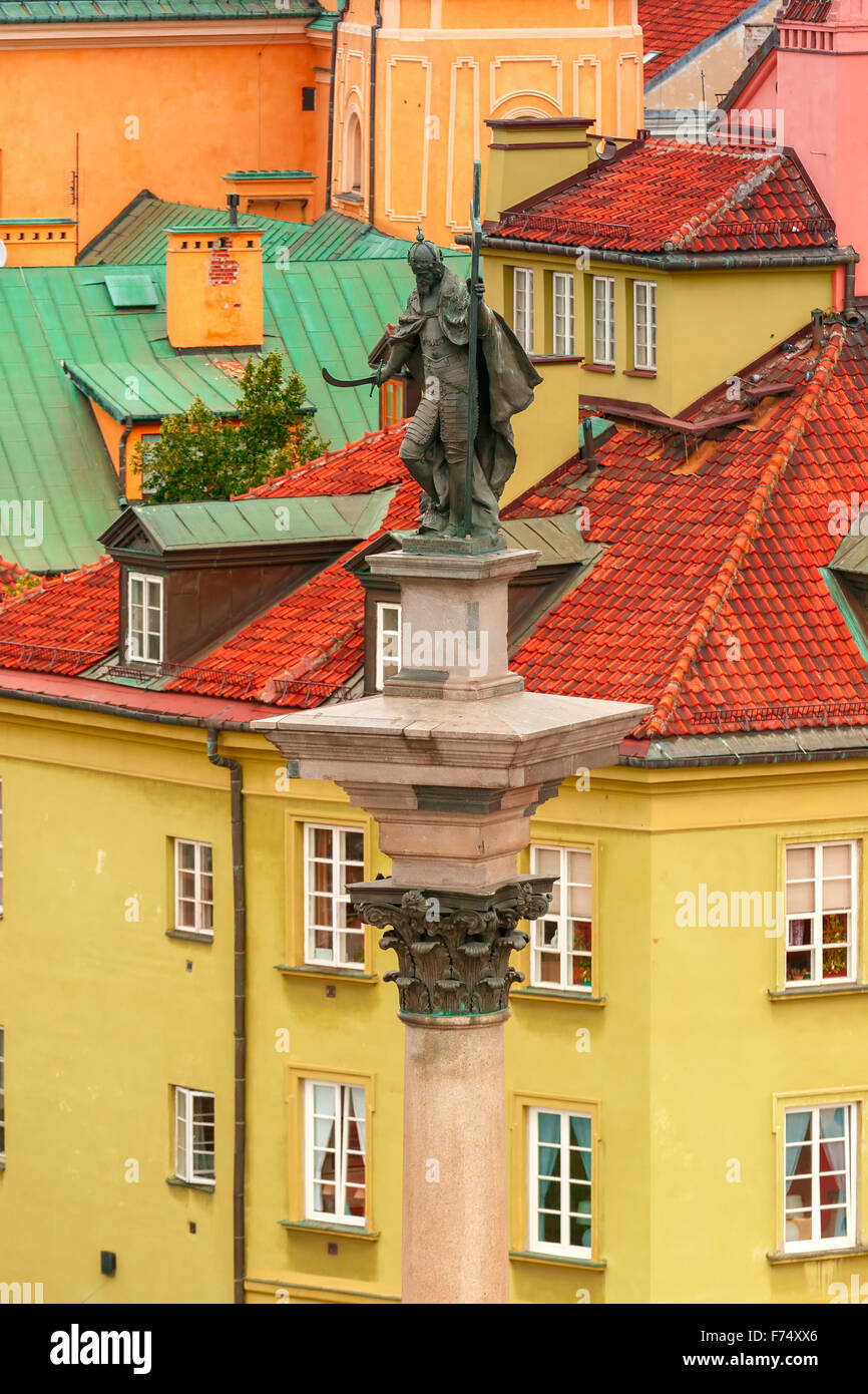 Luftaufnahme von Sigismund Spalte in Warschau, Polen. Stockfoto