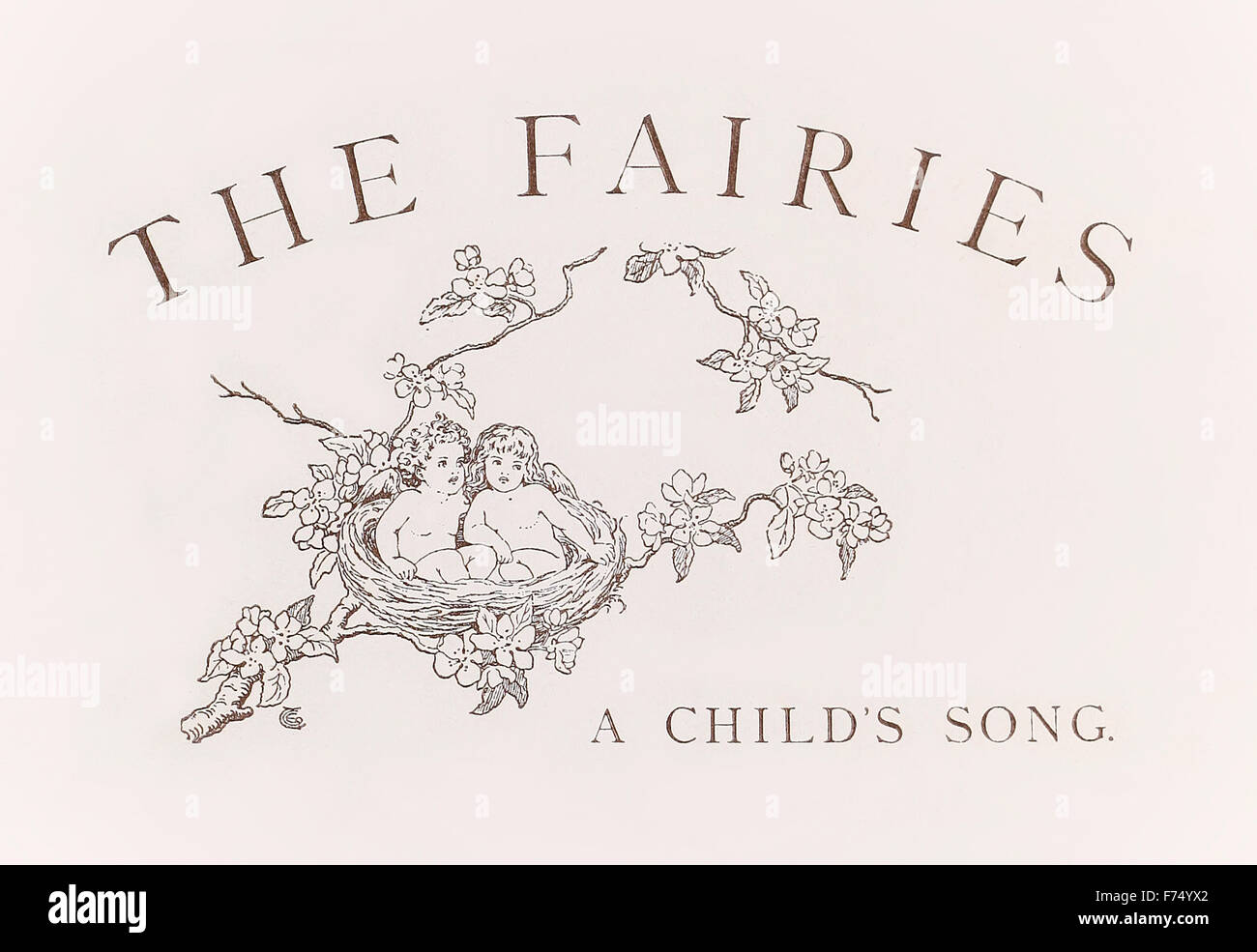 Deckblatt aus "The Fairies-Lied eines Kindes" von William Allingham (1824-1889), Illustration von Emily Gertrude Thomson (1850 – 1929). Siehe Beschreibung für mehr Informationen. Stockfoto