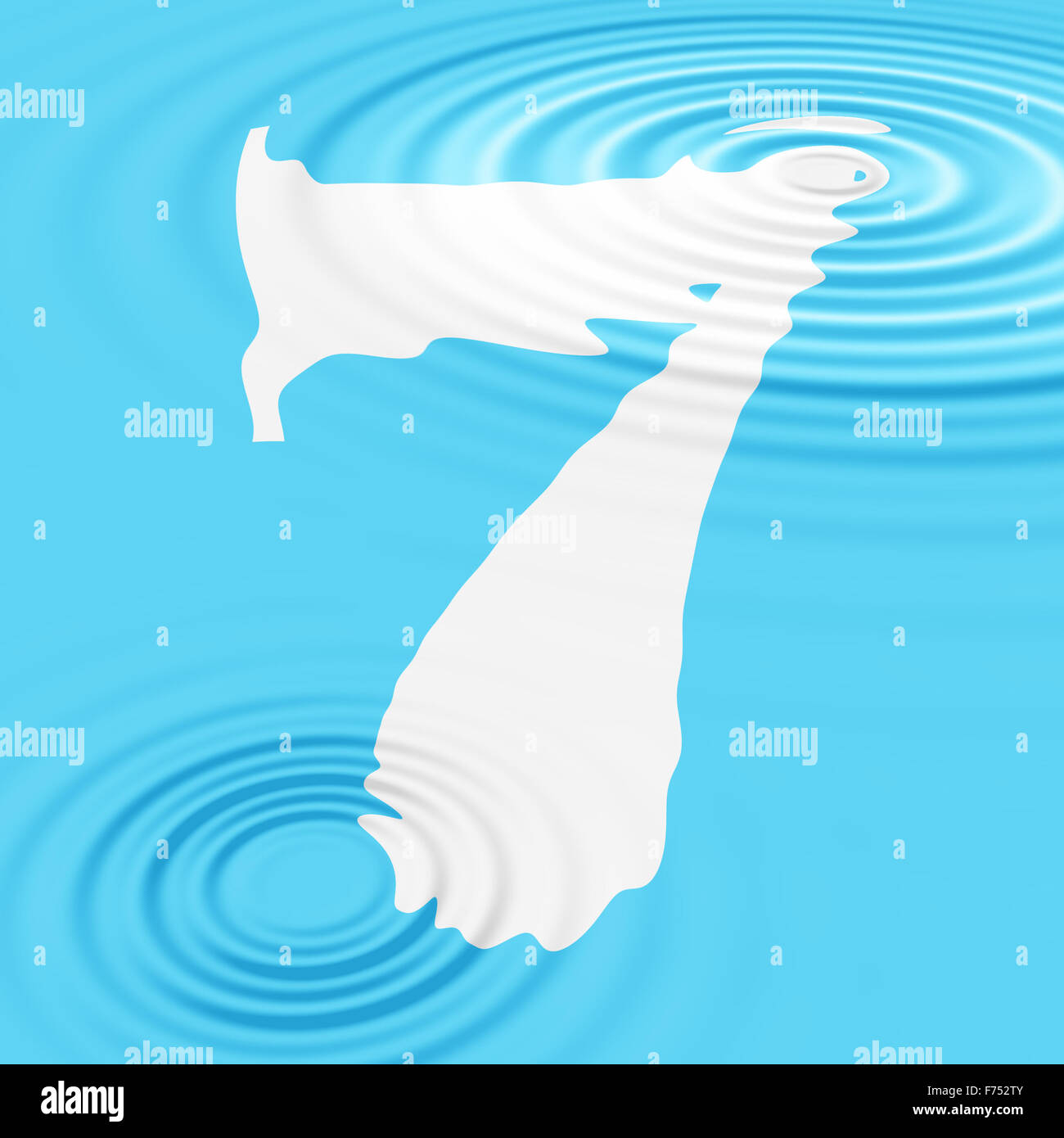 Ziffer im blauen Wasser. Raster-Abbildung. Stockfoto