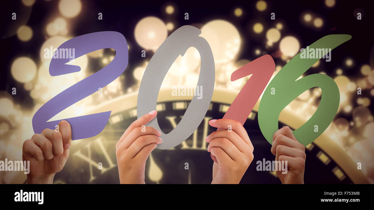 Zusammengesetztes Bild Hände zeigen 2016 Stockfoto