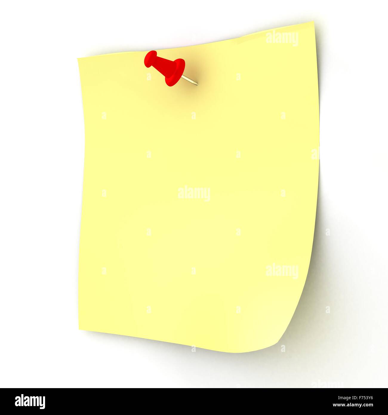 Einheitsblatt durch einen Stift befestigt. 3D-Bild. Stockfoto