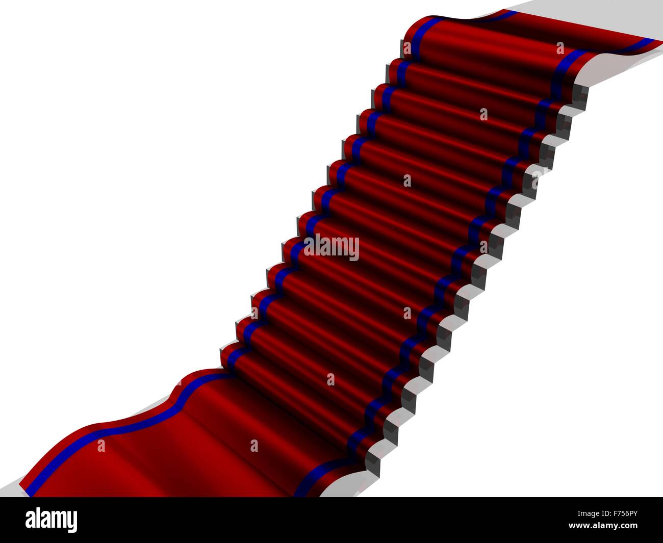 Roten Teppich Pfad auf einer Leiter. 3D-Bild. Stockfoto