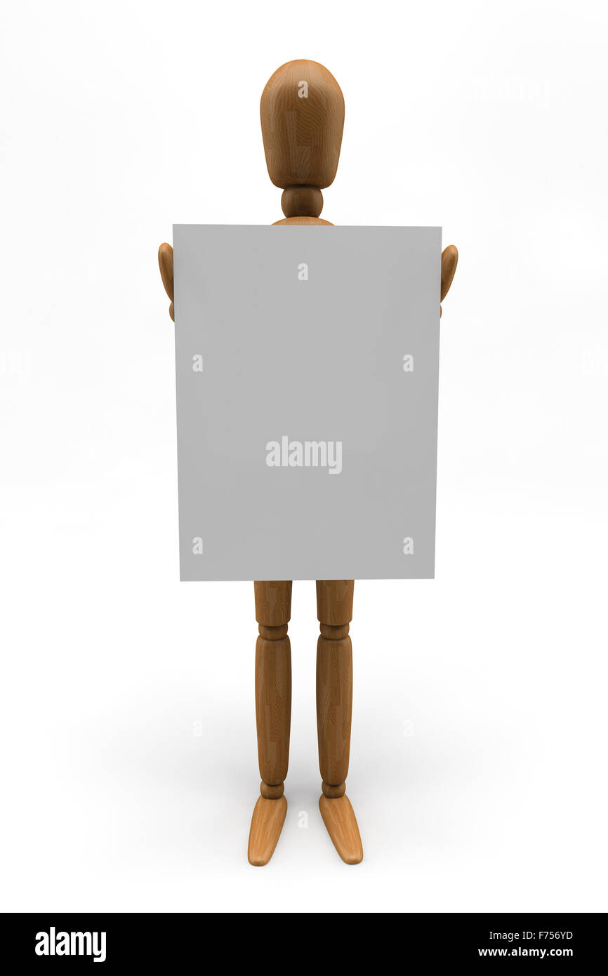 Mannequin mit Schild Stockfoto